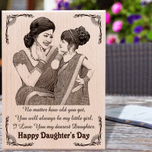 Personalized Engraved Wooden Photo Frame Gift For Beloved Daughter (12×8 inches)