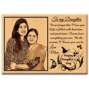 Daughters Day Engraved Personalized Wooden Photo Frame for Daughter (7×5 inches)