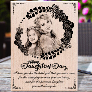 Daughters Day Personalized Engraved Wooden Photo Frame Gift For Her (15×9 inchs)