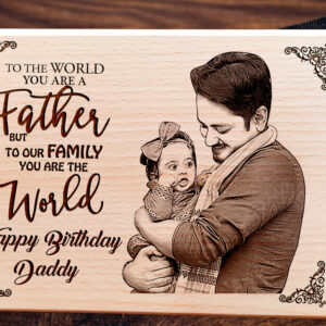 Personalized Wooden Photo Frame with Text Engraving Happy Birthday Daddy 15×9 inches
