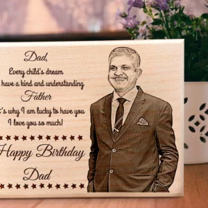 Personalized Engraved Wooden Photo Frame Gift for Dad Birthday