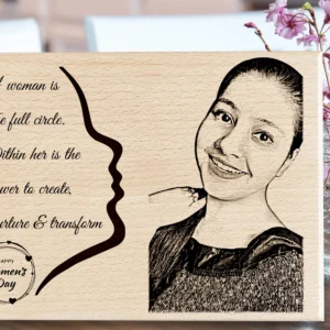 Womenâ€™s Day Wooden Engraved Photo Plaque (6×9 inches)