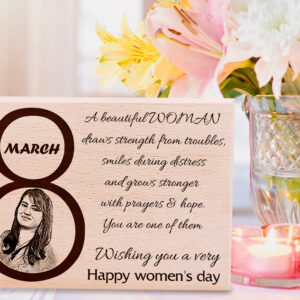 Womenâ€™s Day Engraved Photo Wooden Plaque Gift for Girls 5×7