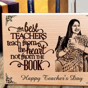 Teacherâ€™s Day Personalized Engraved Photo Wooden Plaque Gift for Mam or Sir ( 8×12 inchs )