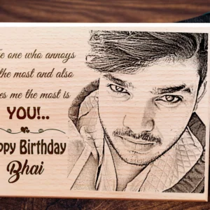 Personalized Engraved Wooden Frame with Photo For Bhai 4×7 inches