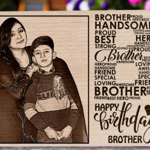 Personalized Engraved Wooden Frame with Photo Gift For Best Bhai 8×12