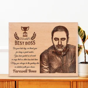 Goodbye Gift â€“ Personalized Engraved Wooden Photo Plaque