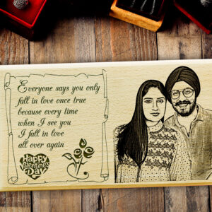 Valentines Personalized Engraved Wooden Photo Frame Gift for Girlfriend or Boyfriend (7×4 inches)