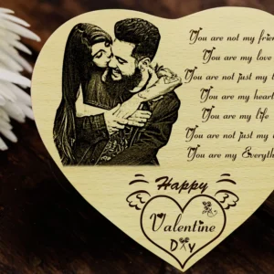 Valentines Day Gift Heart Shaped Engraved Maple Personalized Plaque for Girlfriend (6×6 inches)