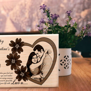 Valentineâ€™s Day Unique Personalized Photo Plaque Gift for Couples (7×5 in , Wood)