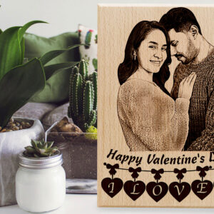 Unique Wooden Personalized Happy Valentineâ€™s Gift Plaque for Couples (12×8 inches)