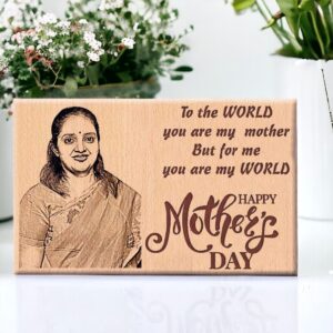 Personalized Engraved Wooden Happy Mothers Day Photo Frame Gift for Mom (7×4 Inches)