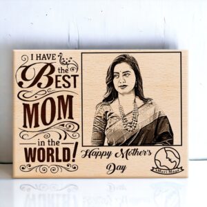 Worldâ€™s Best Mom Wooden Personalized Engraved Photo Frame for Mom (8×12 Inches)