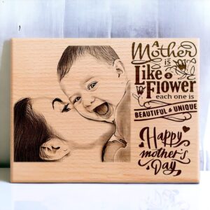 Personalized Engraved Mothers Day Photo Frame (12×8 Inches, Brown)