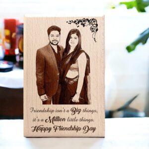Wooden Engraved Personalized Photo Frame Gift for Best Friend (7×4 inches)