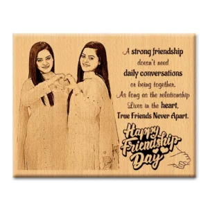 Wooden Engraved Photo Plaque Gifts for Best Friend (9×6-inches, Brown)