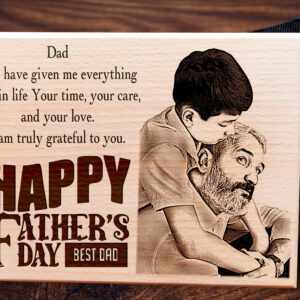 Unique Happy Fatherâ€™s Day Engraved Wooden Photo Frame Gift for Dad (8×12 Inches)
