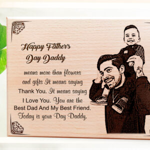 Unique Happy Fatherâ€™s Day Engraved Wooden Photo Frame Gift for Dad (12×8 Inches)