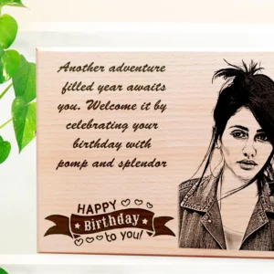 Personalized Wooden Happy Birthday Frame for Girlfriend (12X 8 Inch)