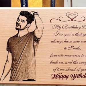 Personalized Happy Birthday Gift for Boys Engraved Wooden Photo Plaque